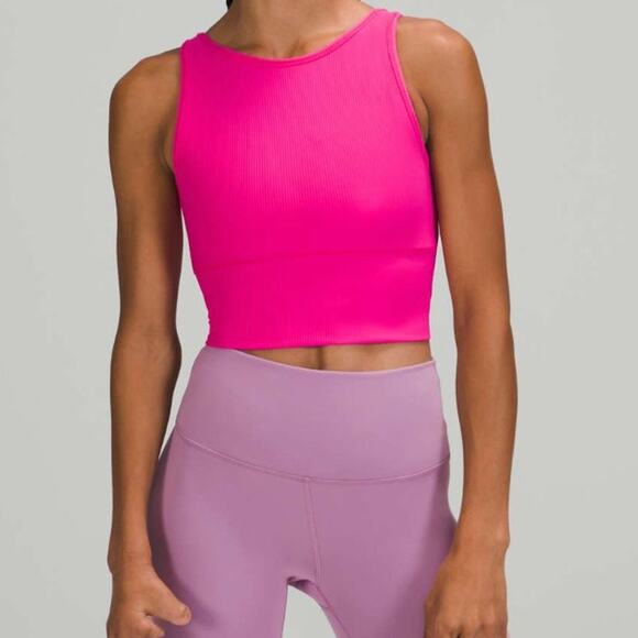 Lululemon Power Pivot Tank Top Rib Sonic Pink - Picture 1 of 5